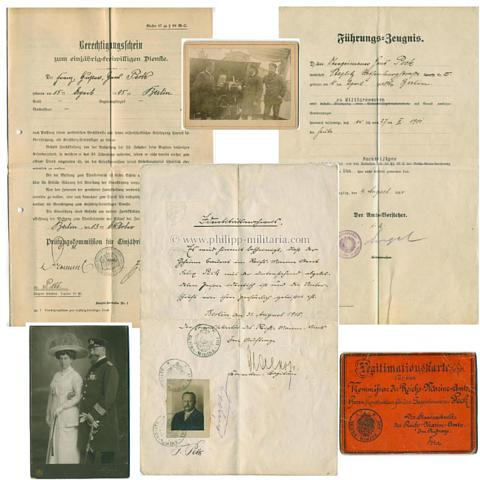 Kaiserliche Marine - Legitimationskarte für den Kommissar des Reichs-Marine-Amts, Konstrukteur für das Seezeichenwesen Peck