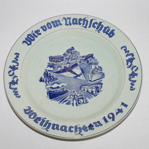 Deutsche Luftwaffe / Niederlande - Keramik-Teller ' Wir vom Nachschub Weihnachten 1941 '