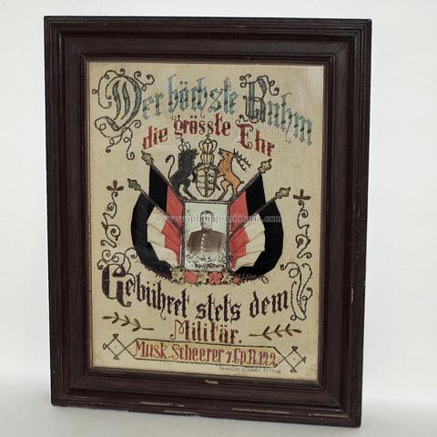Reservistenbild Württemberg - Stickbild mit Foto 1. Weltkrieg