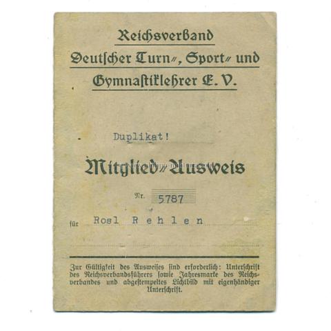Reichsverband Deutscher Turn-, Sport- und Gymnastiklehrer e.V. - Mitgliedsauweis 1944