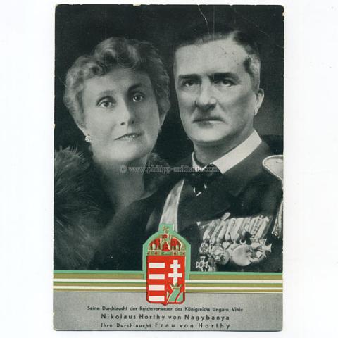 Nikolaus von Horthy von Nagybanya & Frau von Horthy - Postkarte