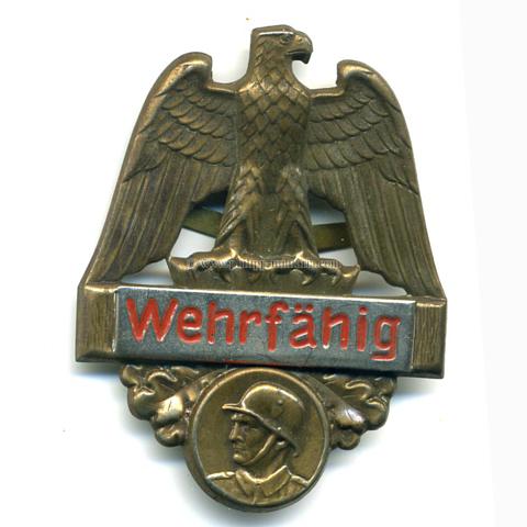 Blechabzeichen, Wehrmacht / Musterung - Abzeichen 'Wehrfähig' - Veranstaltungsabzeichen