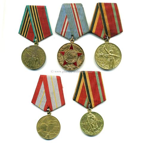 Sowjetunion Lot von 5 Medaillen - Fundgrube.