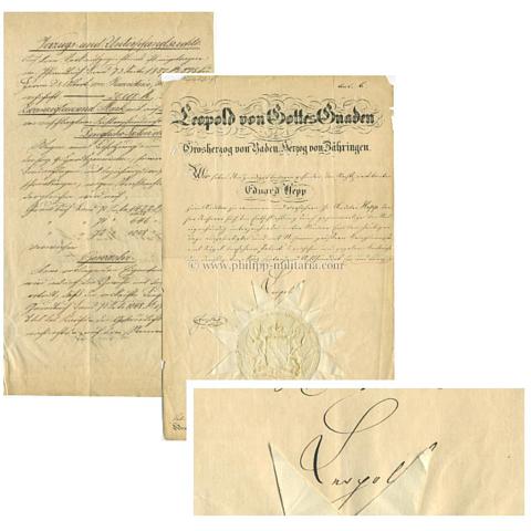LEOPOLD, Großherzog von Baden (1790-1852), eigenhändige Unterschrift / Autograph auf Bestallung / Beförderung