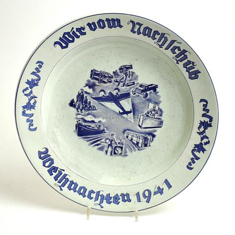Deutsche Luftwaffe / Niederlande - Keramik-Teller ' Wir vom Nachschub Weihnachten 1941 '