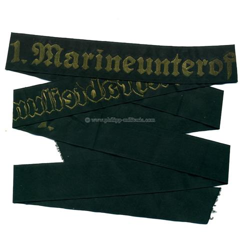 Kriegsmarine Mützenband '1.Marineunteroffizierlehrabteilung.1.'