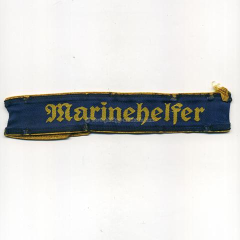 Ärmelband ' Marinehelfer ' für Oberhelfer im Dienst der Kriegsmarine - Hitlerjugend / Marine HJ