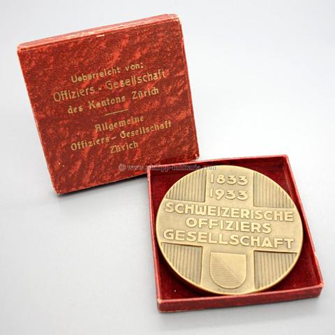 Schweiz Medaille Offiziers Gesellschaft Zürich 1933