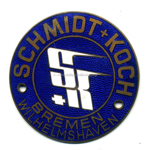 Autohaus Schmidt + Koch, Bremen, Bremerhaven, alte Autoplakette 50er Jahre