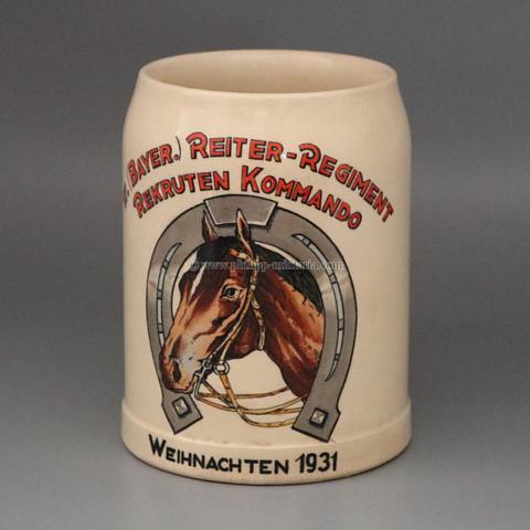 Bierkrug '17. (Bayer) Reiter-Regiment Rekruten Kommando Weihnachten 1931'