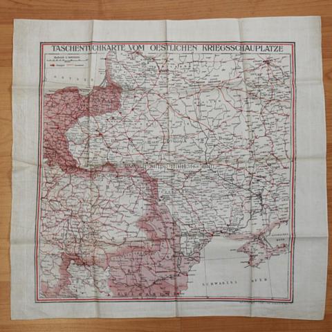 Taschentuchkarte vom östlichen Kriegsschauplatz 1. Weltkrieg