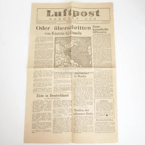 Alliiertes Propagandaflugblatt 2.Weltkrieg 'Luftpost Ausgabe Süd 10. Februar 1945'