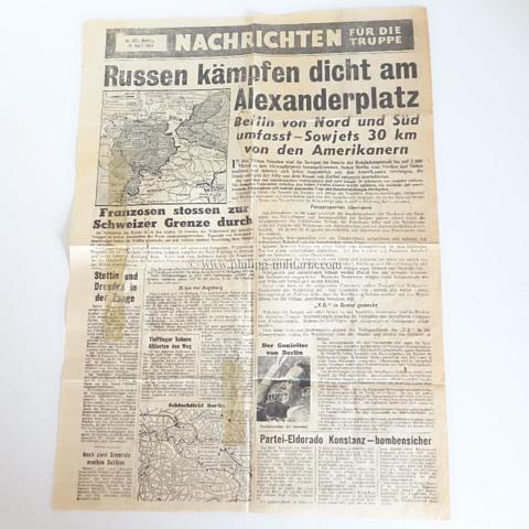 Alliiertes Propagandaflugblatt 2.Weltkrieg 'Nachrichten für die Truppe 23.April 1945'