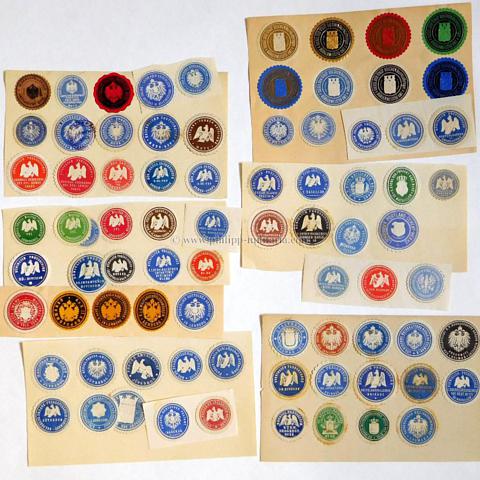 Siegelmarken, Verschlussmarken, Papiersiegel Konvolut mit 80 Stück, Deutsches Kaisserreich