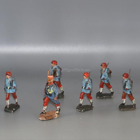 Schusso - Lot mit 6 französischen Soldatenen, Schusso Massefiguren