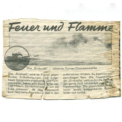 Alliiertes Propagandaflugblatt 2.Weltkrieg 'Feuer und Flamme'