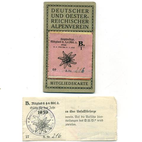 Deutscher und Oesterreichischer Alpenverein - Mitgliedskarte 1943/44