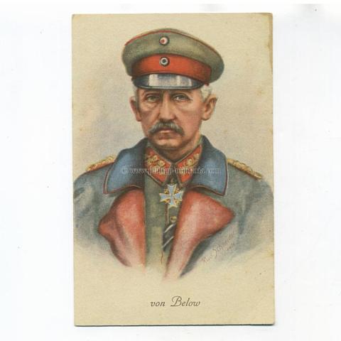 Below von, General der Infanterie - gezeichnete Portrait-Postkarte