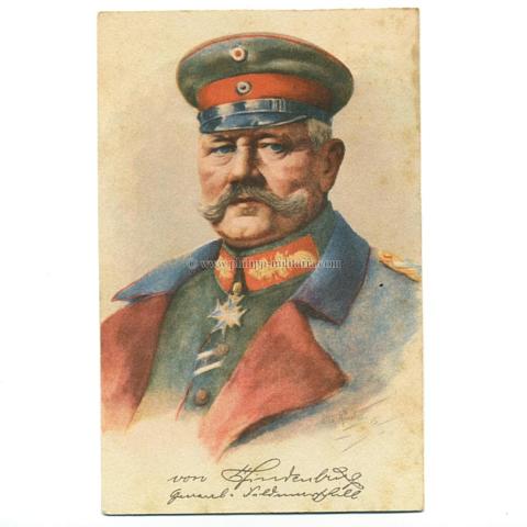 Hindenburg von, Generalfeldmarschall - gezeichnete Portrait-Postkarte