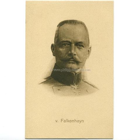 Falkenhayn Erich von, preußischer General - gezeichnete Portrait-Postkarte