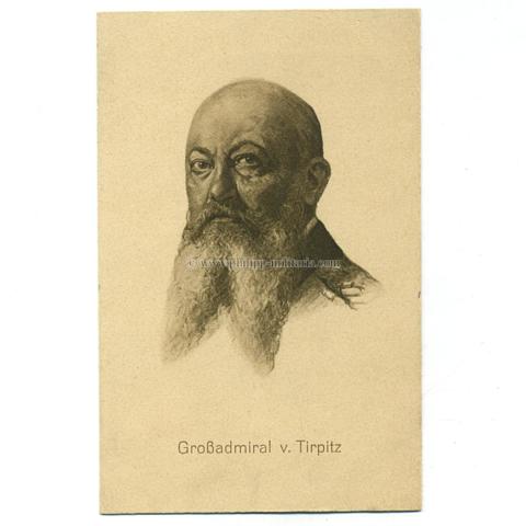 Tirpitz Alfred von, Großadmiral - gezeichnete Portrait-Postkarte