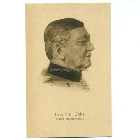 Goltz Freiherr Wilhelm Leopold Colmar von der, preußischer Generalfeldmarschall - gezeichnete Portrait-Postkarte