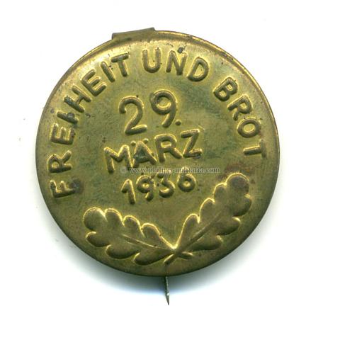 Freiheit und Brot 29. März 1936 - Veranstaltungsabzeichen