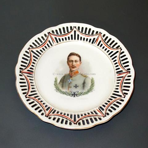 Porzellanteller mit Porträt Kronprinz Wilhelm