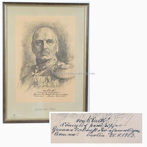KLUCK, Alexander von, Generaloberst (1846-1934) Portrait - Widmung mit eigenhändiger Unterschrift / Autograph