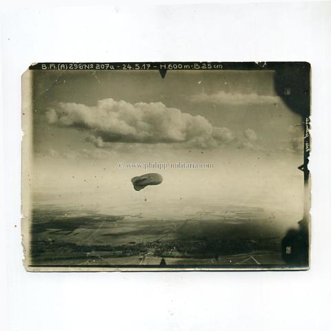 Fliegeraufnahme, Fesselballon, 1 Weltkrieg Originalfoto 1917