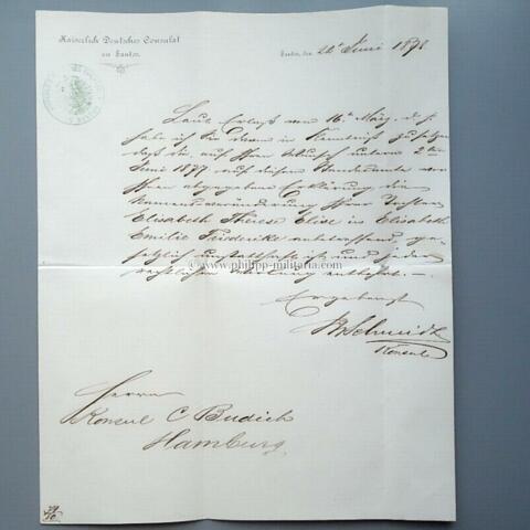 Schreiben 1898 'Kaiserliches Deutsches Consulat zu Santos'