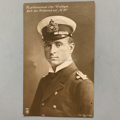 Weddingen Otto, Kapitänleutnant, starb den Heldentod auf 'U29', Foto- Postkarte