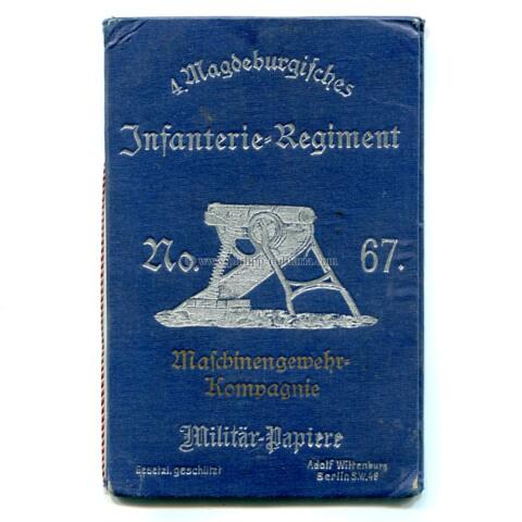 Schmuckeinband für Militär-Papiere 4.Magdeburgisches Infanterie-Regiment No. 67 Maschinengewehr-Kompanie
