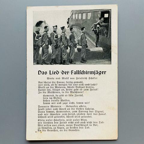 Liederkarte der Fallschirmjäger ' Das Lied der Fallschirmjäger '