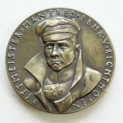 Kaiserreich Silber-Medaille (1918) Replik Silbermedaille Manfred von Richthofen ' Der rote Kampfflieger '
