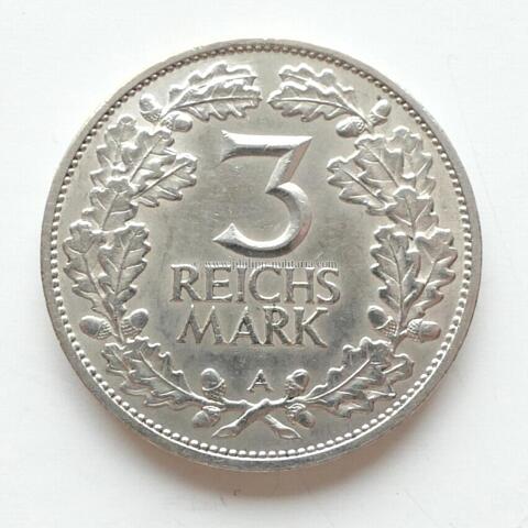 Weimarer Republik 3 Reichsmark Gedenkmünze, Zur Jahrtausendfeier der Rheinlande 1925 A