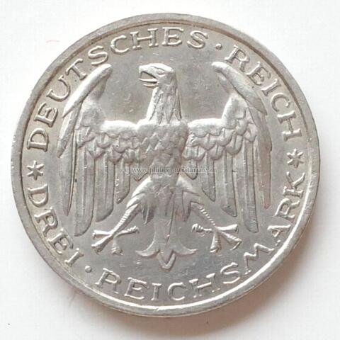 Weimarer Republik 3 Reichsmark Gedenkmünze, Uni Marburg 1927 A