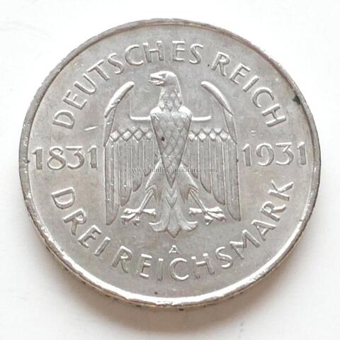 Weimarer Republik 3 Reichsmark Gedenkmünze, Freiherr von Stein 1931 A