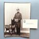 Polizei Offizier der Preußischen Schutzpolizei um 1910 grosses Atelier Foto mit Visitenkarte