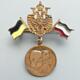 Österreich K.u.K. Patriotisches Fahnenabzeichen, Doppeladler mit Medaille 'Wilhelm II. & Franz Joseph'